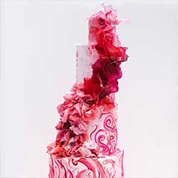 Red wedding cake by Pflour Bakery