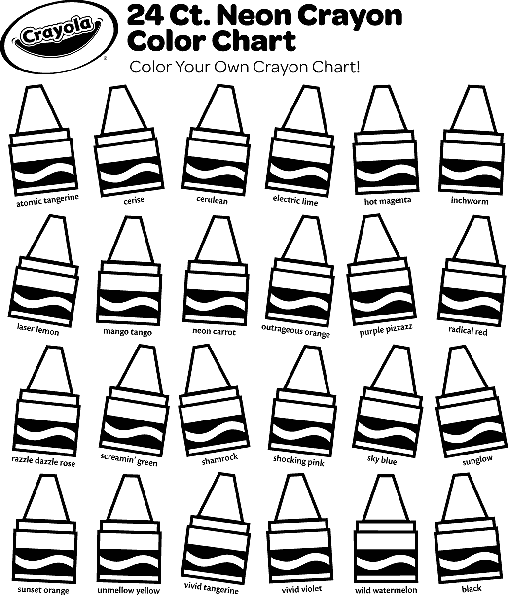 Color Your Own Neon Crayon Chart