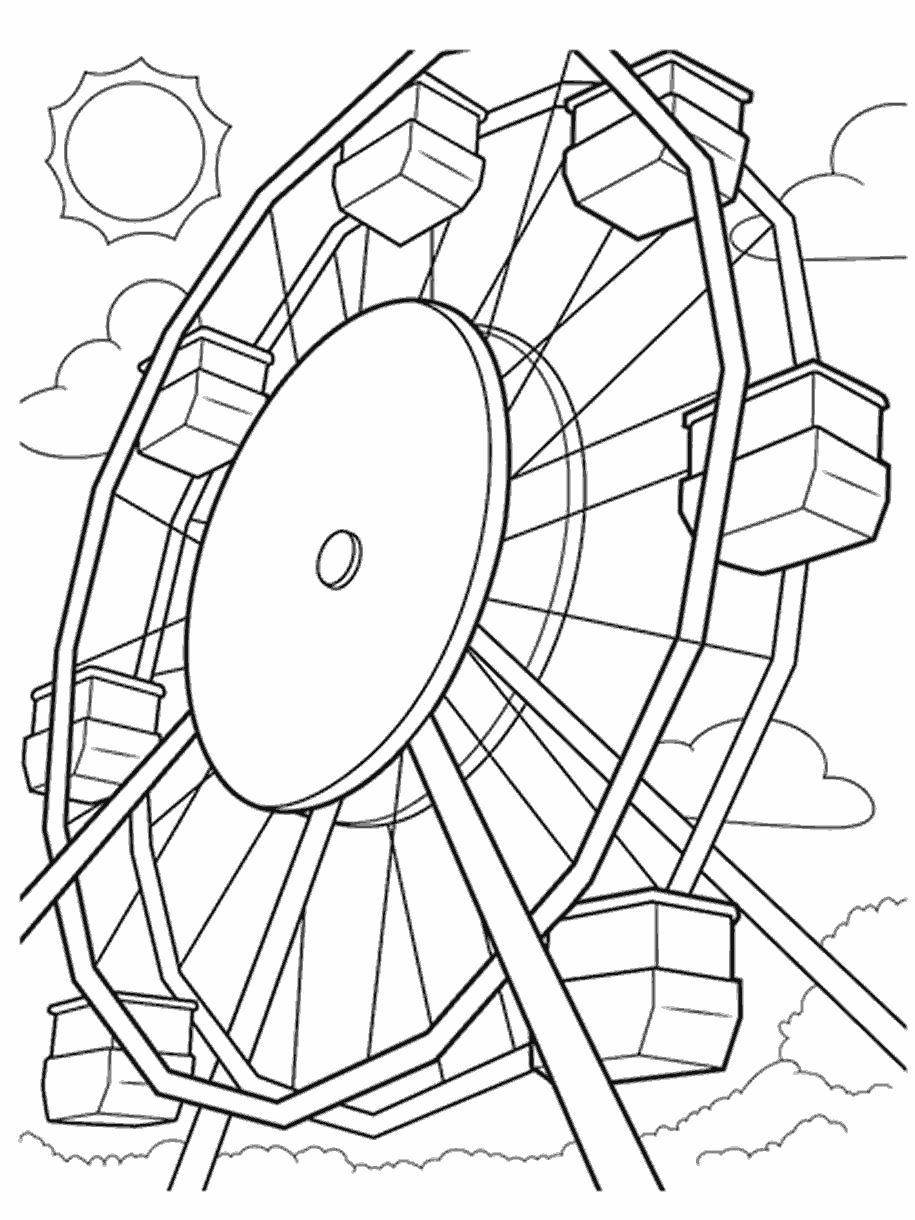 amusement park ferris wheel coloring page