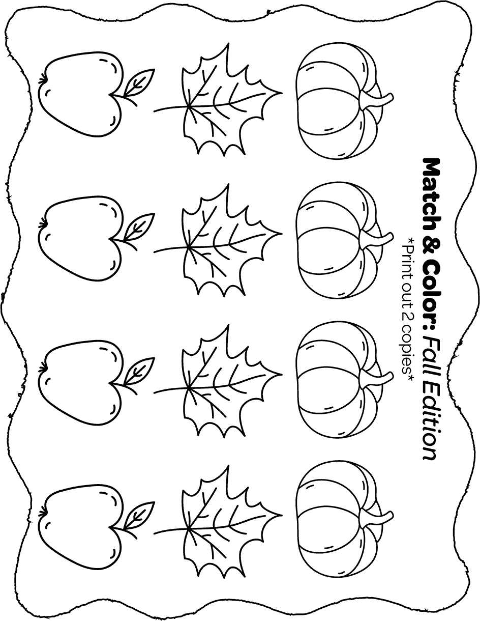 Match and color: Fall Edition. Print out 2 copies.