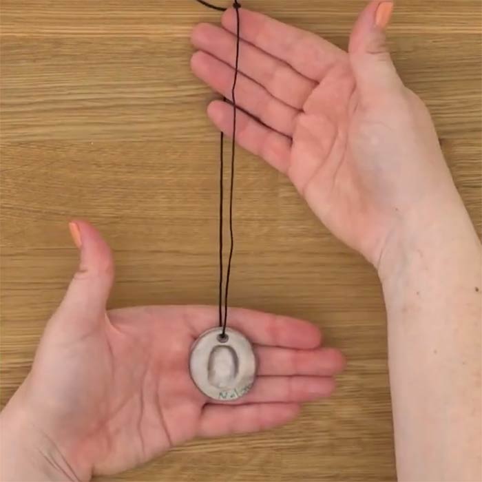 Grandparents day pendant craft. top front view.