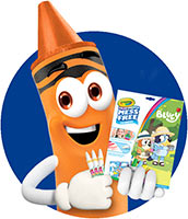 Crayon Character holding Color Wonder markers and Bluey-themed Color Wonder Coloring Pages