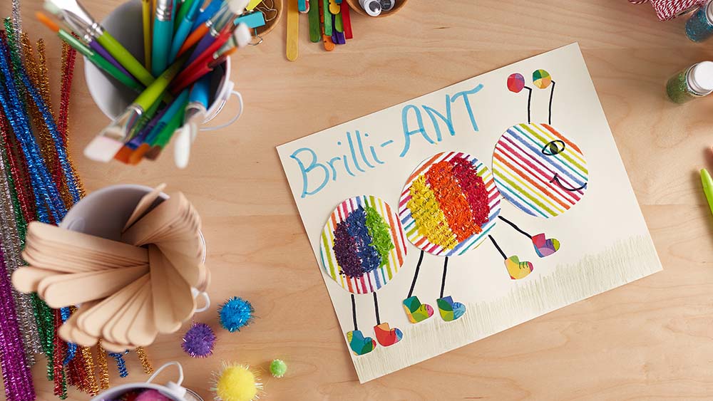 A drawing of a colorful ant.