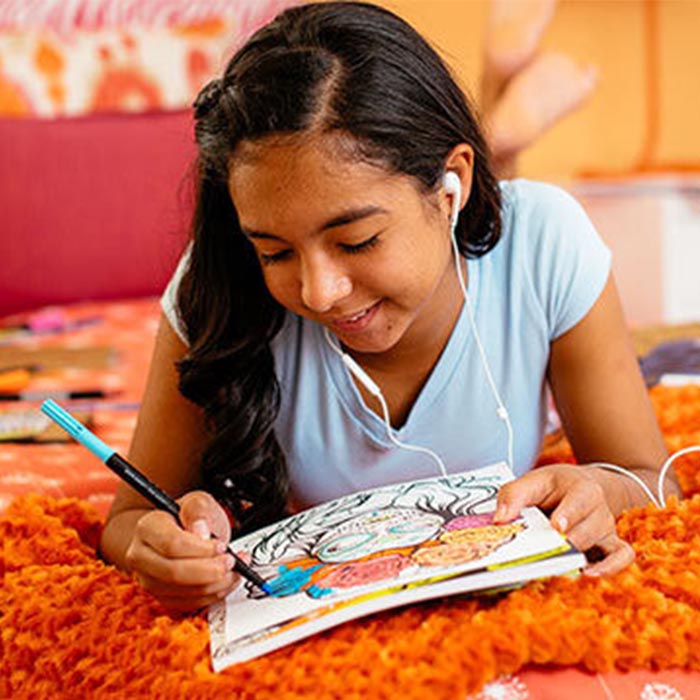 Teen on bed coloring