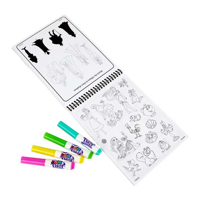 Color & Erase Disney Princess Reusable Sticker Activity Pad contents.