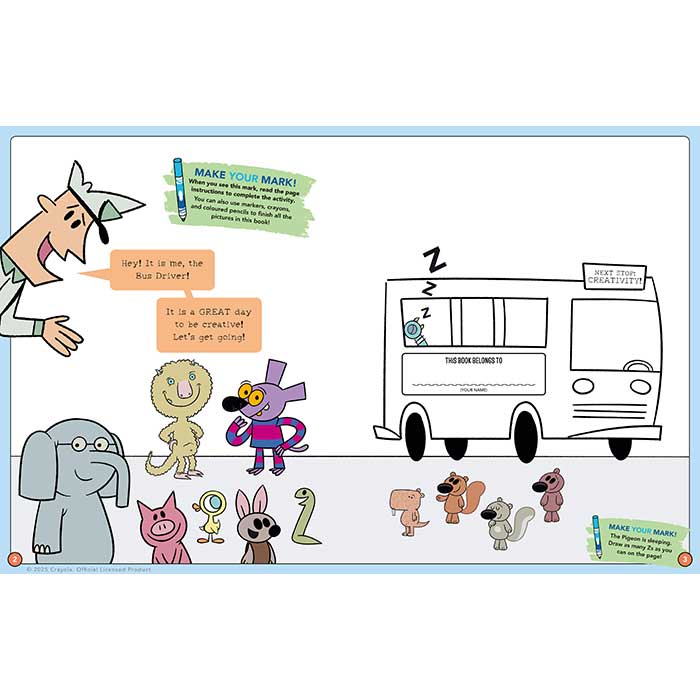 Crayola and Mo Willems Workshop Present: Make Your Mark! Sample page.