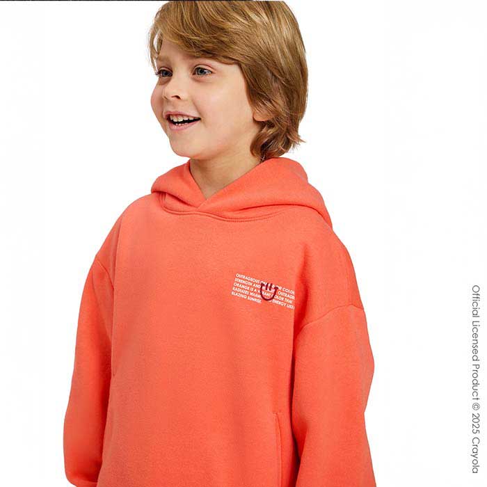 Color Lab Toddler & Kids Fleece Hoodie orange front view.
