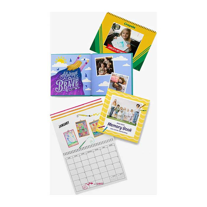 Crayola x Mixbook Photo Book Collection.  Memory Books and Calendar.