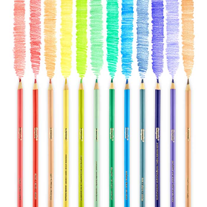 Pastel Colored Pencils 12 Count. Pencils with color streaks.