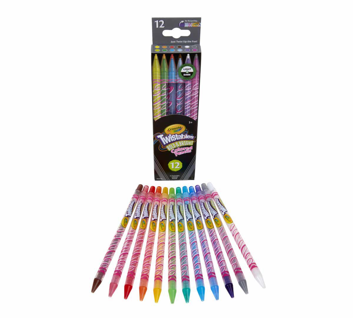 Twistables Colored Pencils Bold & Bright 12 Count. Packaging with contents.