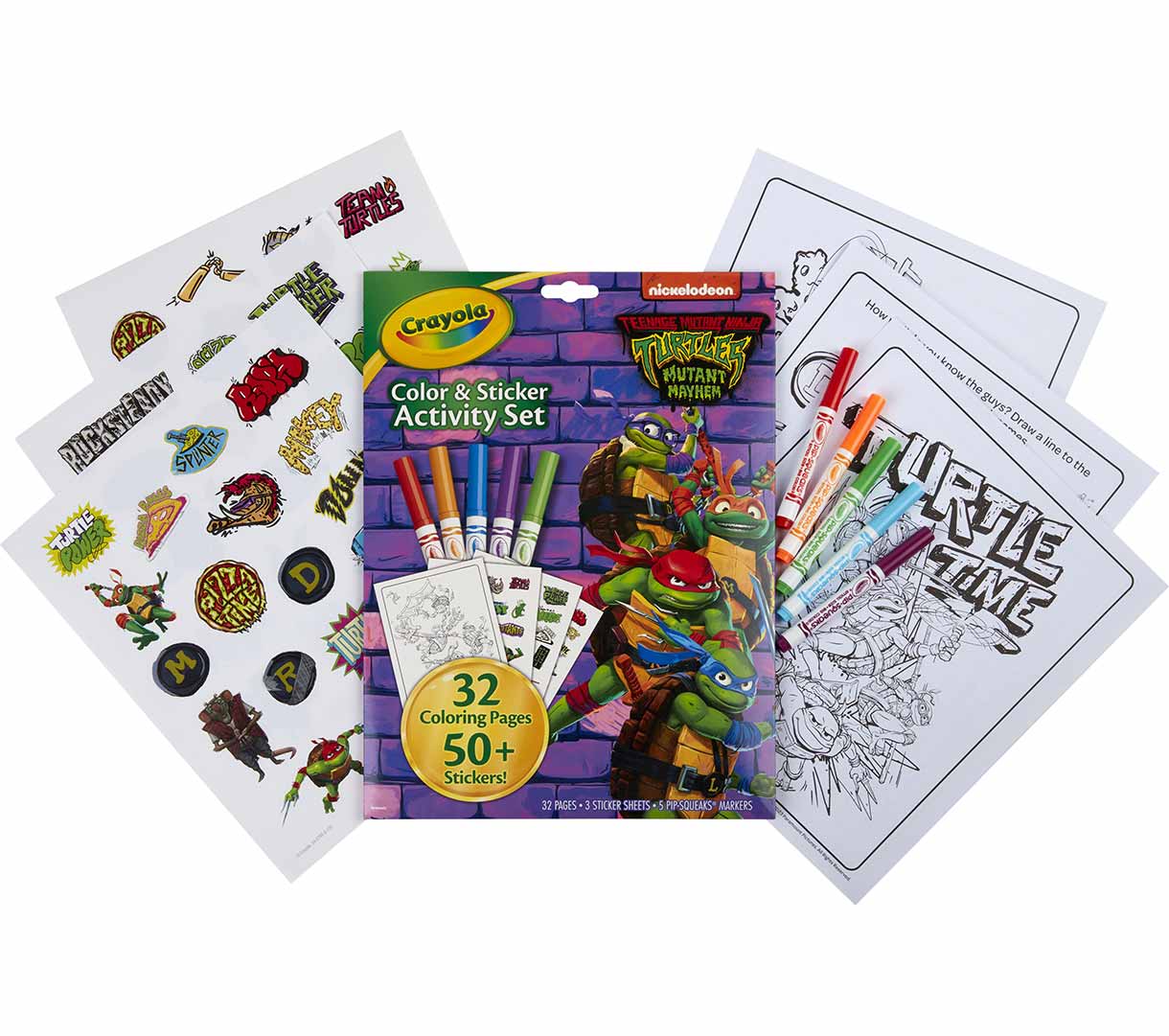 Teenage Mutant Ninja Turtles Color and Sticker Activity Set with Markers  packaging and contents.