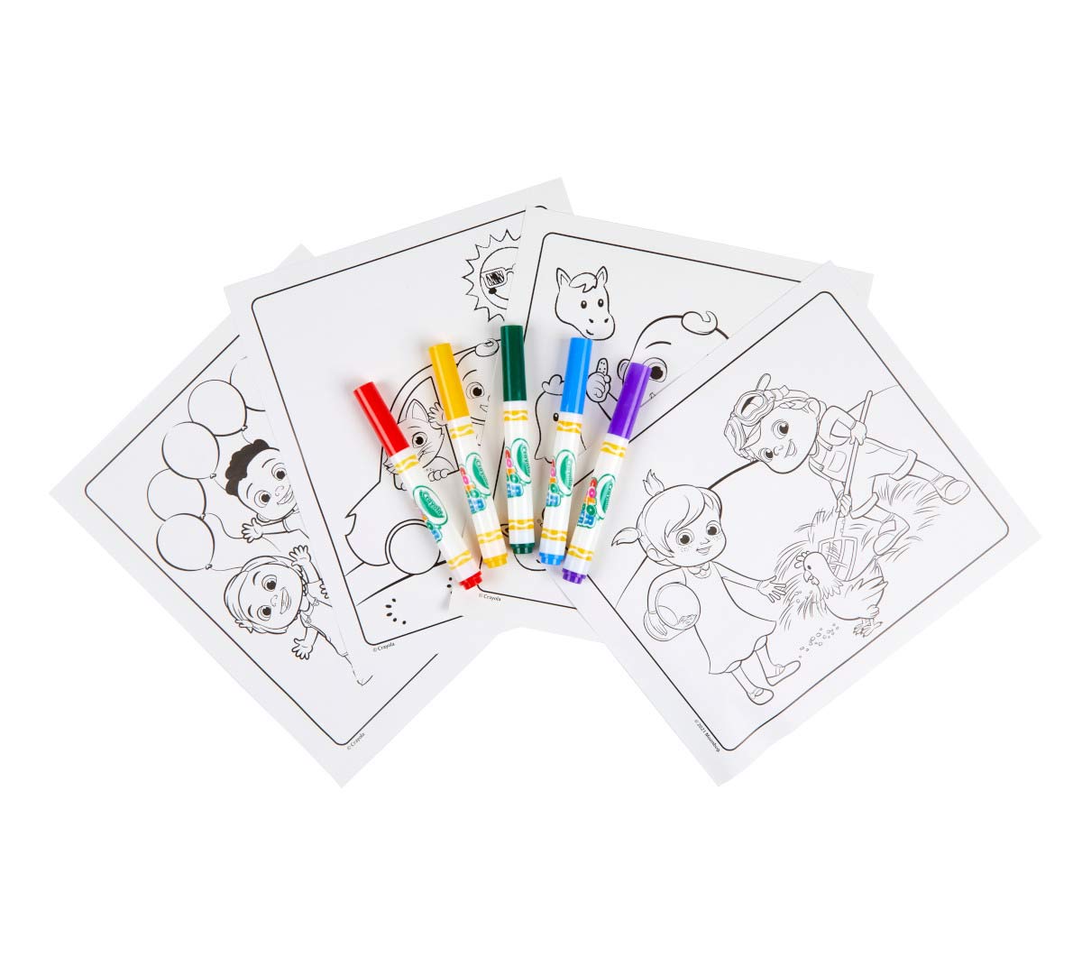 Color Wonder Foldalope Cocomelon coloring pages and markers