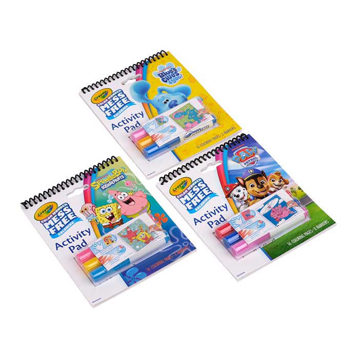 Color Wonder Nickelodeon Activity Pad 3-Pack contents front view.