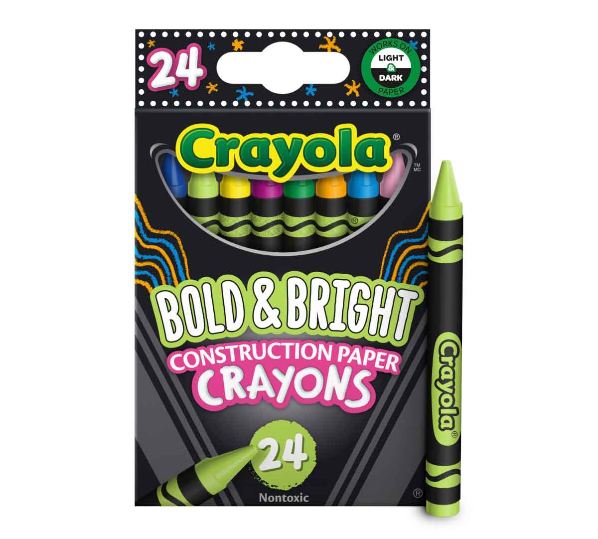 Bold & Bright Construction Paper Crayons  24 count front view.