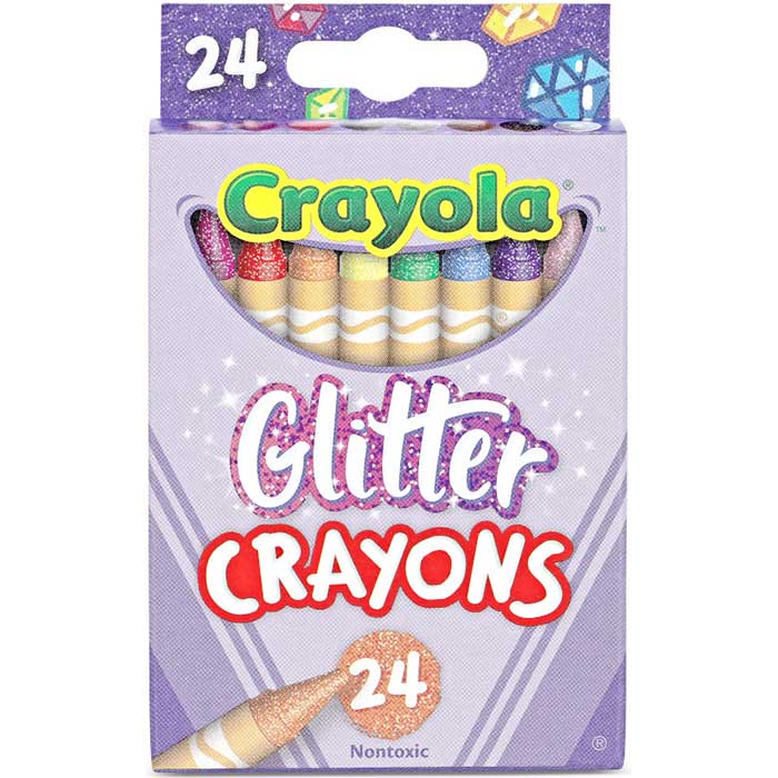Glitter Crayons 24 Count. Front view.