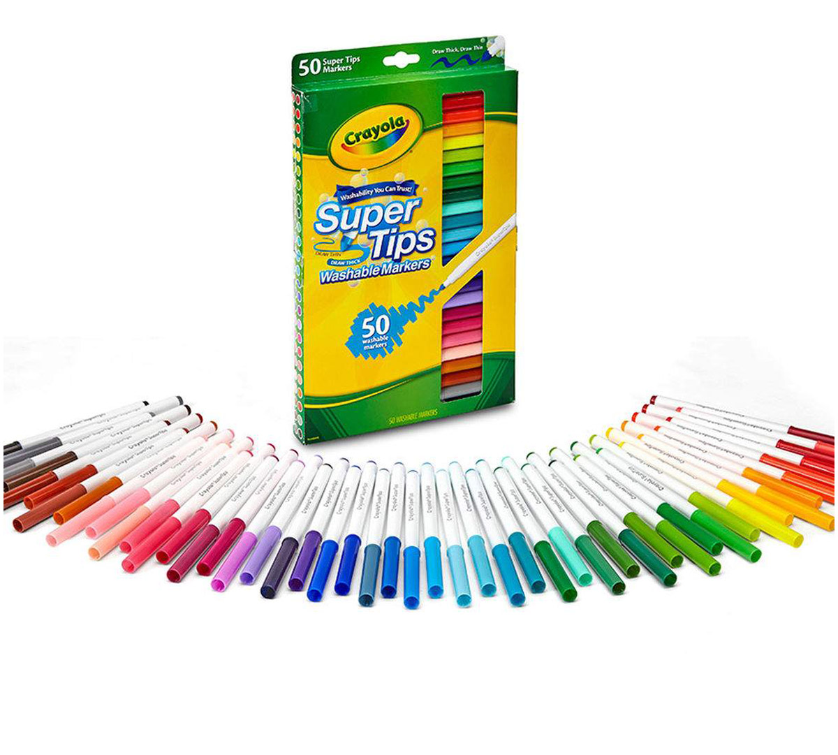 Washable Super Tips Markers  50 Count Out of Package and Front of Package
