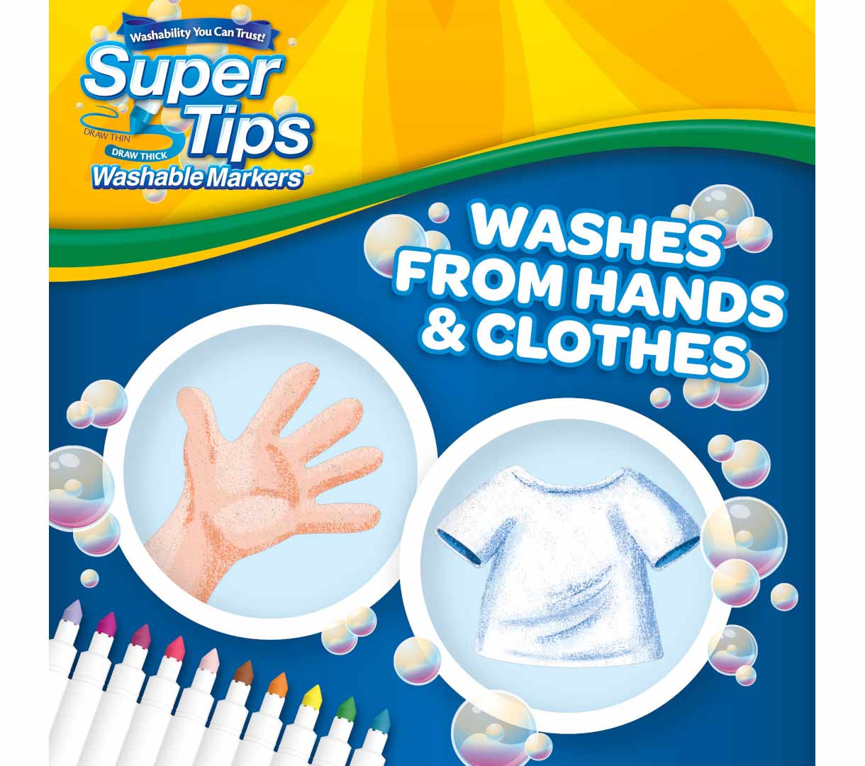 Washable Super Tips Markers  50 Count. Washes from hands and clothes.