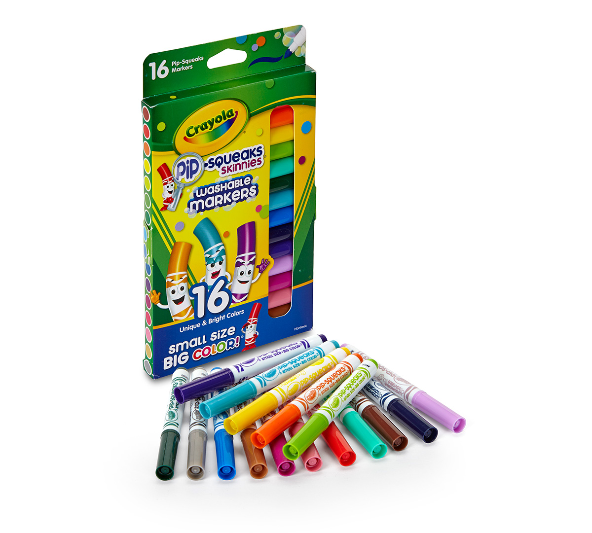 Pip-Squeaks Skinnies Marker  16 Count 3/4 View with marker