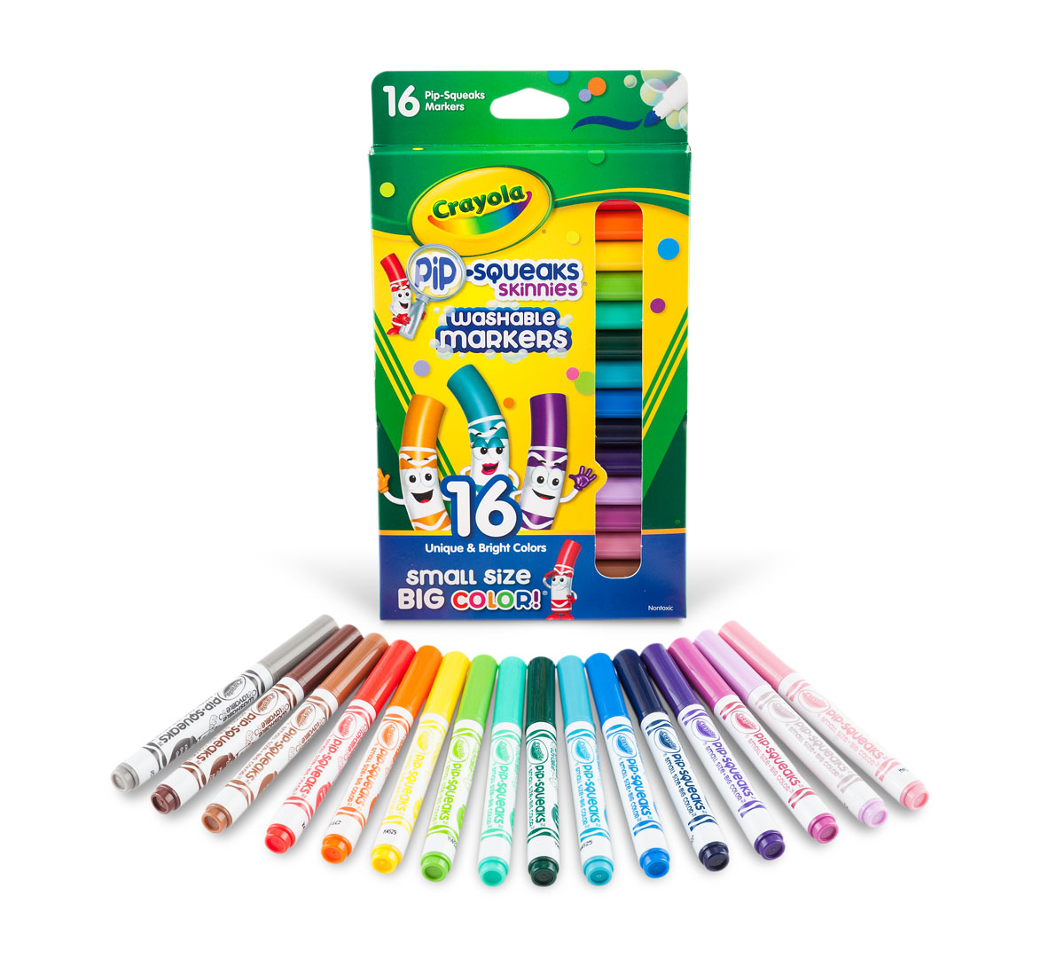Pip-Squeaks Skinnies Marker  16 Count Front View with marker
