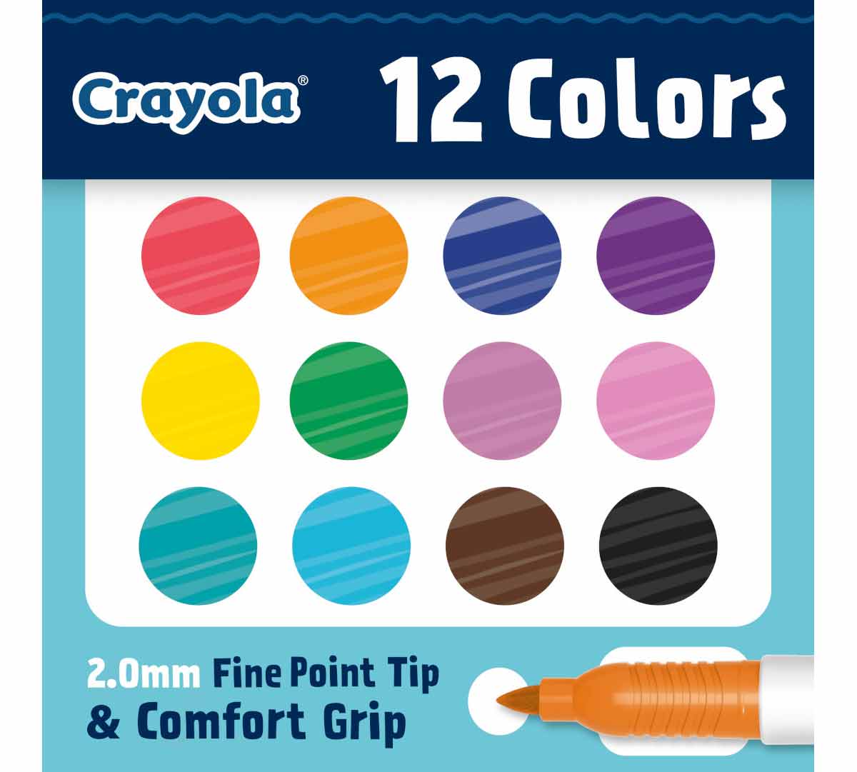 Doodle & Draw Fine Point Doodle Marker  12 count. 12 colors.  2.0mm fine point tip and comfort grip.