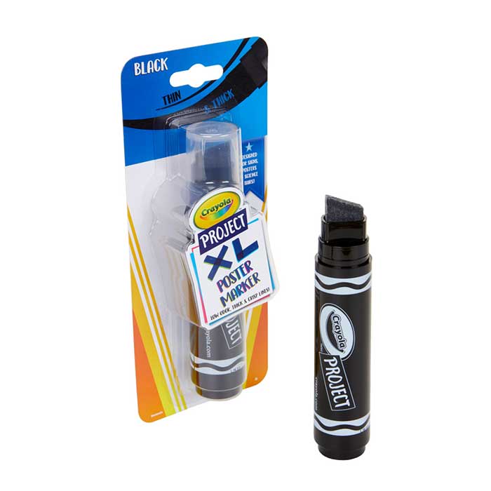 XL Poster Marker, Black. Packaging and one uncapped marker.