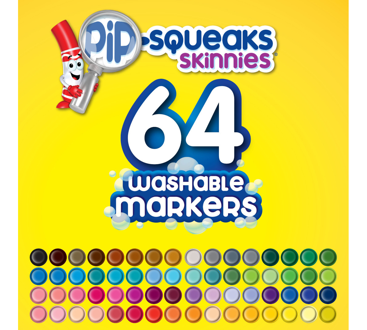 Pip-Squeaks Skinnies Washable Markers  64 Count
