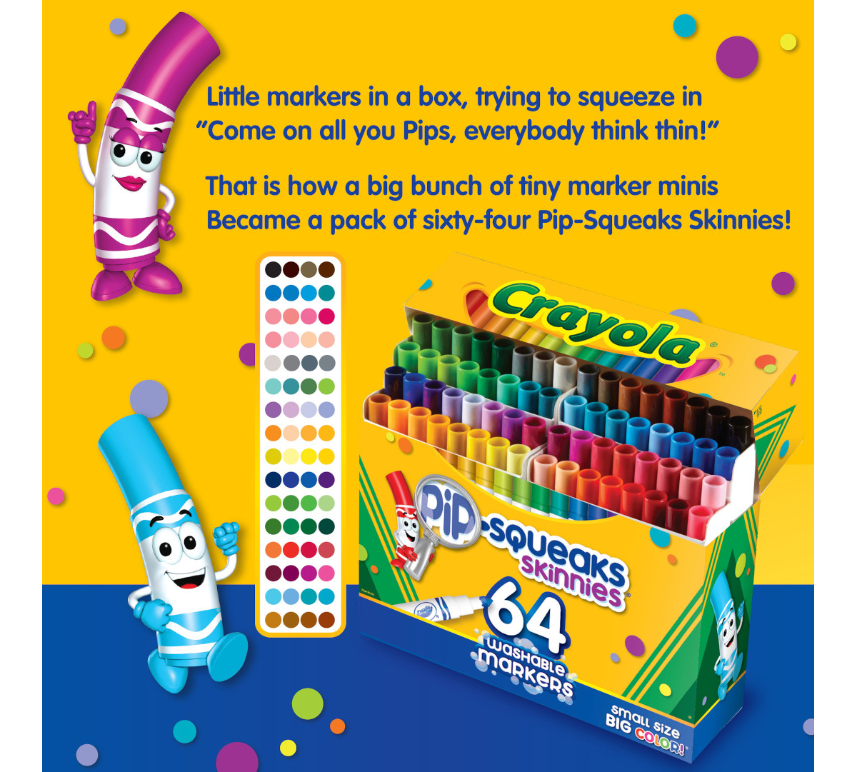 Pip-Squeaks Skinnies Washable Markers  64 Count