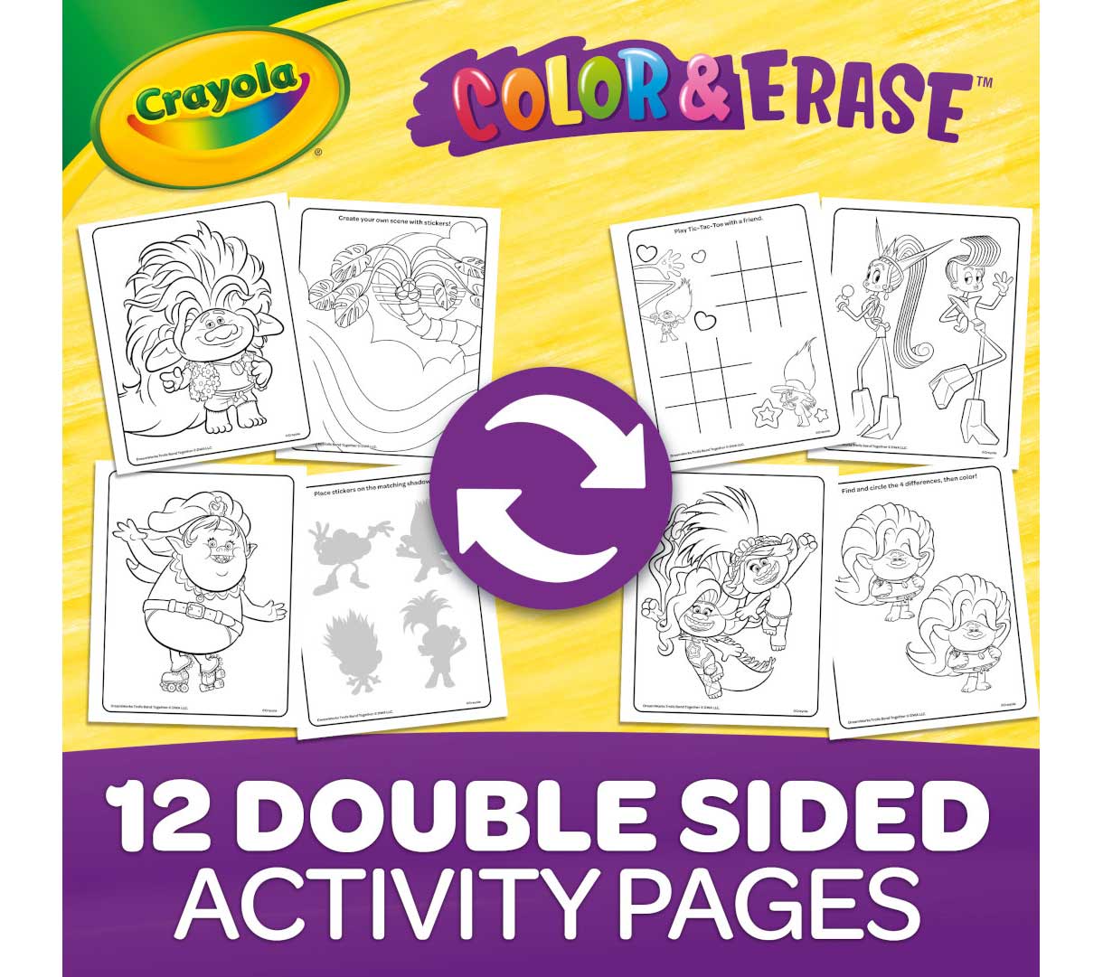 Trolls Color & Erase Activity Pad with Markers.  12 double-sided activity pages.