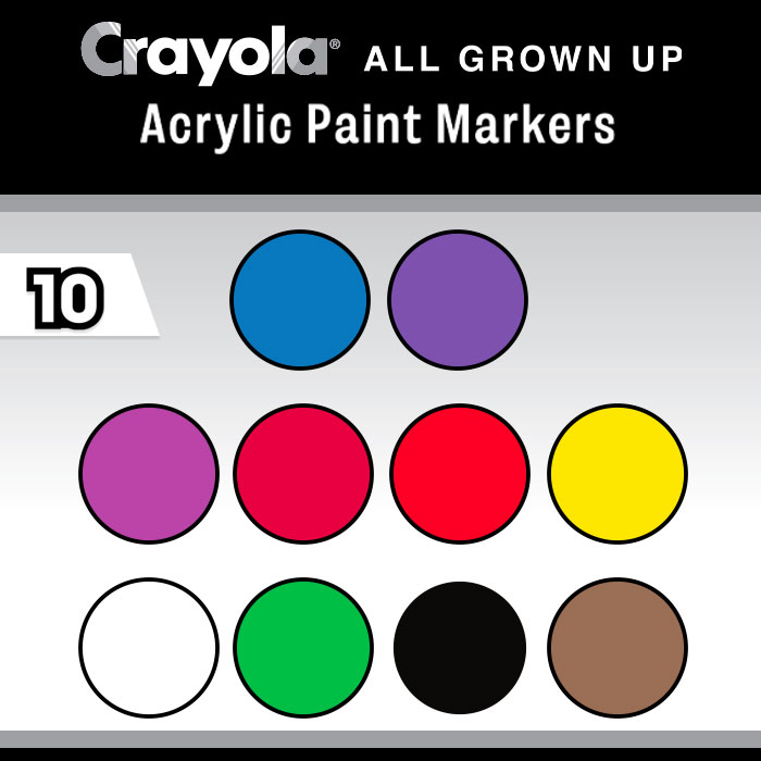 546215 - Bullet Tip Acrylic Paint Markers, 10ct color swatches.