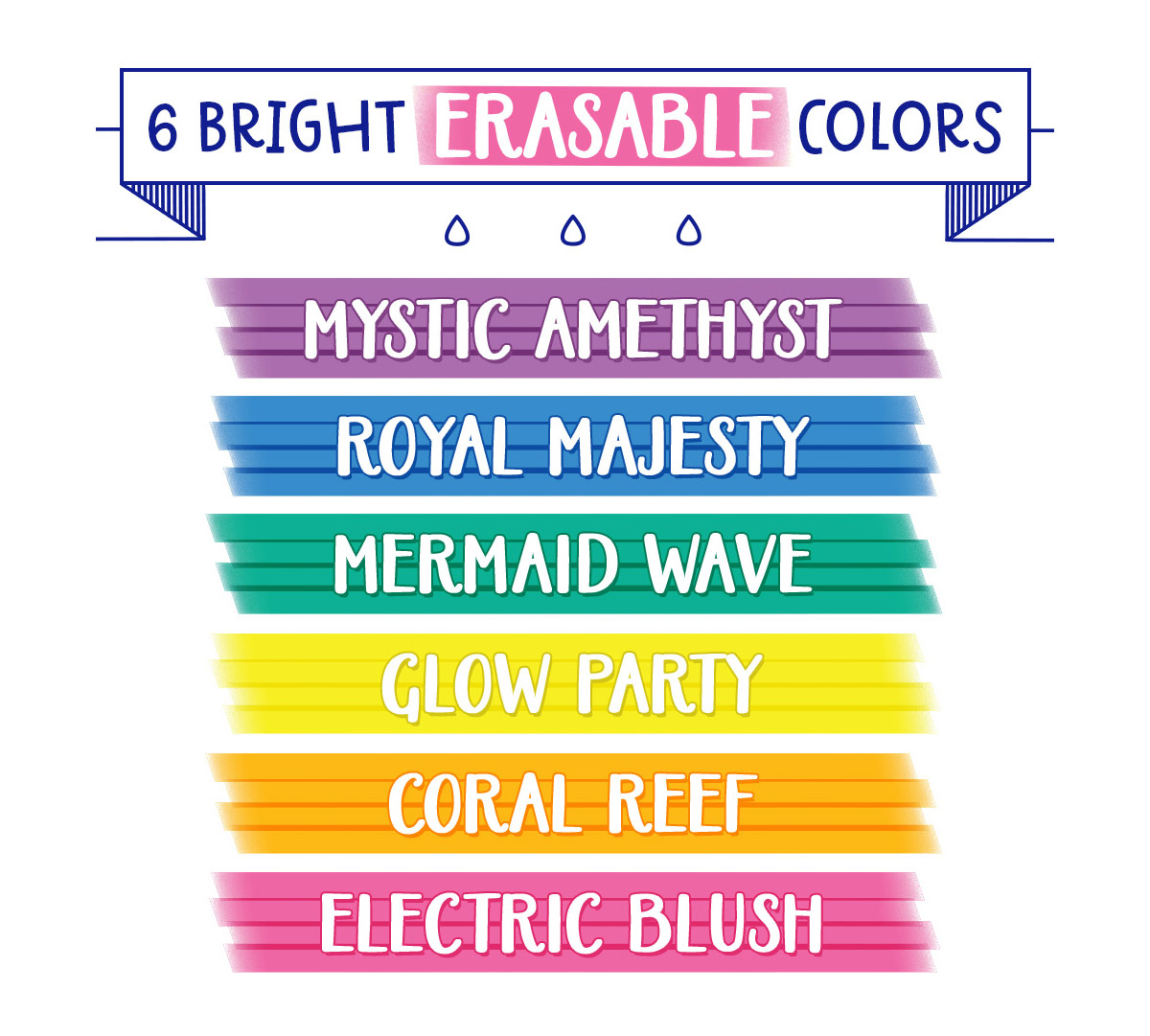 Take Note Erasable Highlighters 6 Bright Erasable Colors