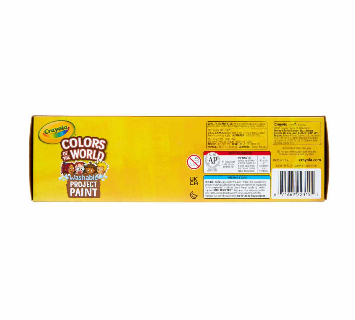 Colors of the World Washable Paint  10 count 2 ounce Bottles back view