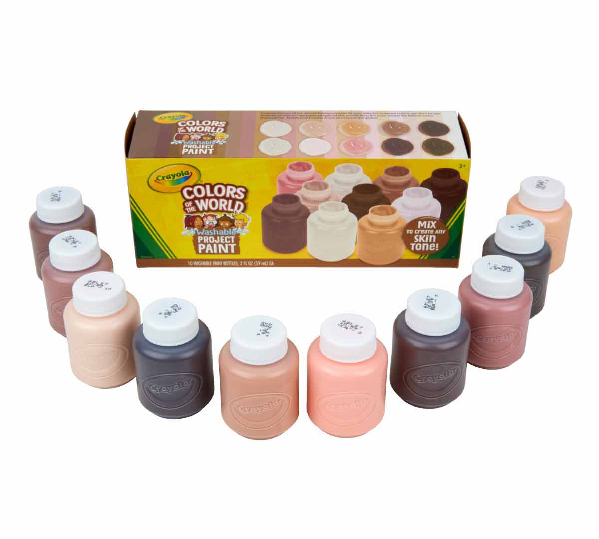 Colors of the World Washable Paint  10 count 2 ounce Bottles packaging and contents