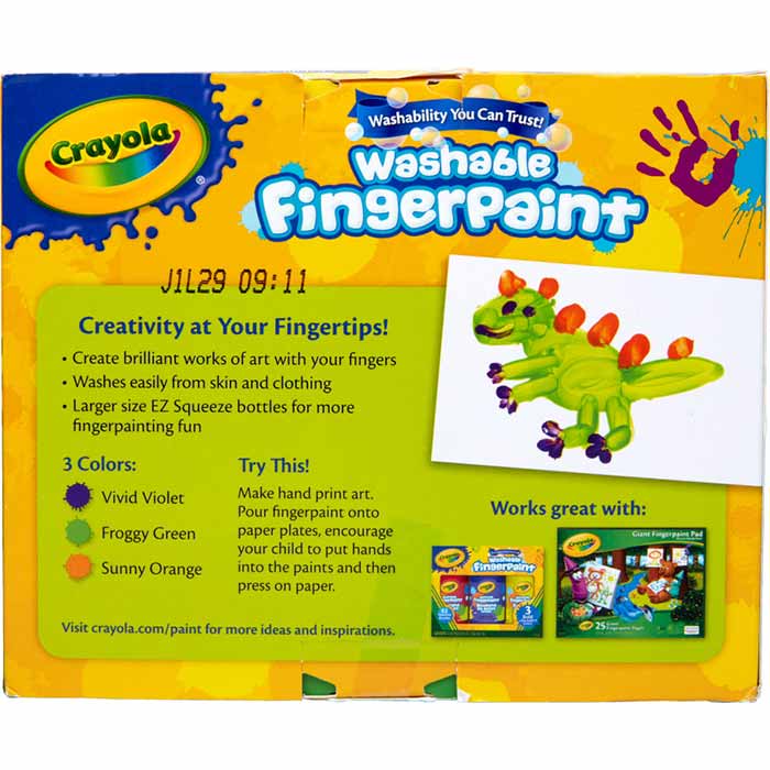 Washable Fingerpaints Secondary Colors back view
