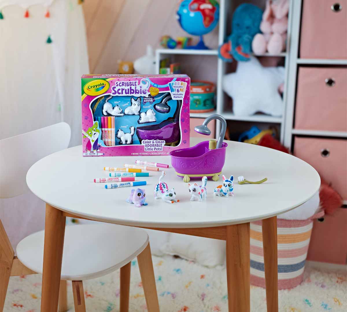 Scribble Scrubbie Pets Purple Tub Playset Box and Components