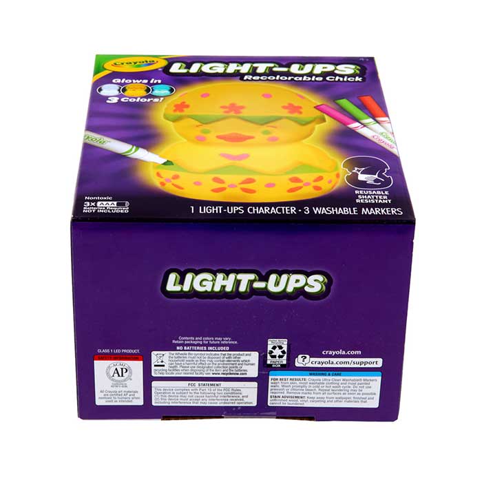 Light-Ups Recolorable Chick bottom view.